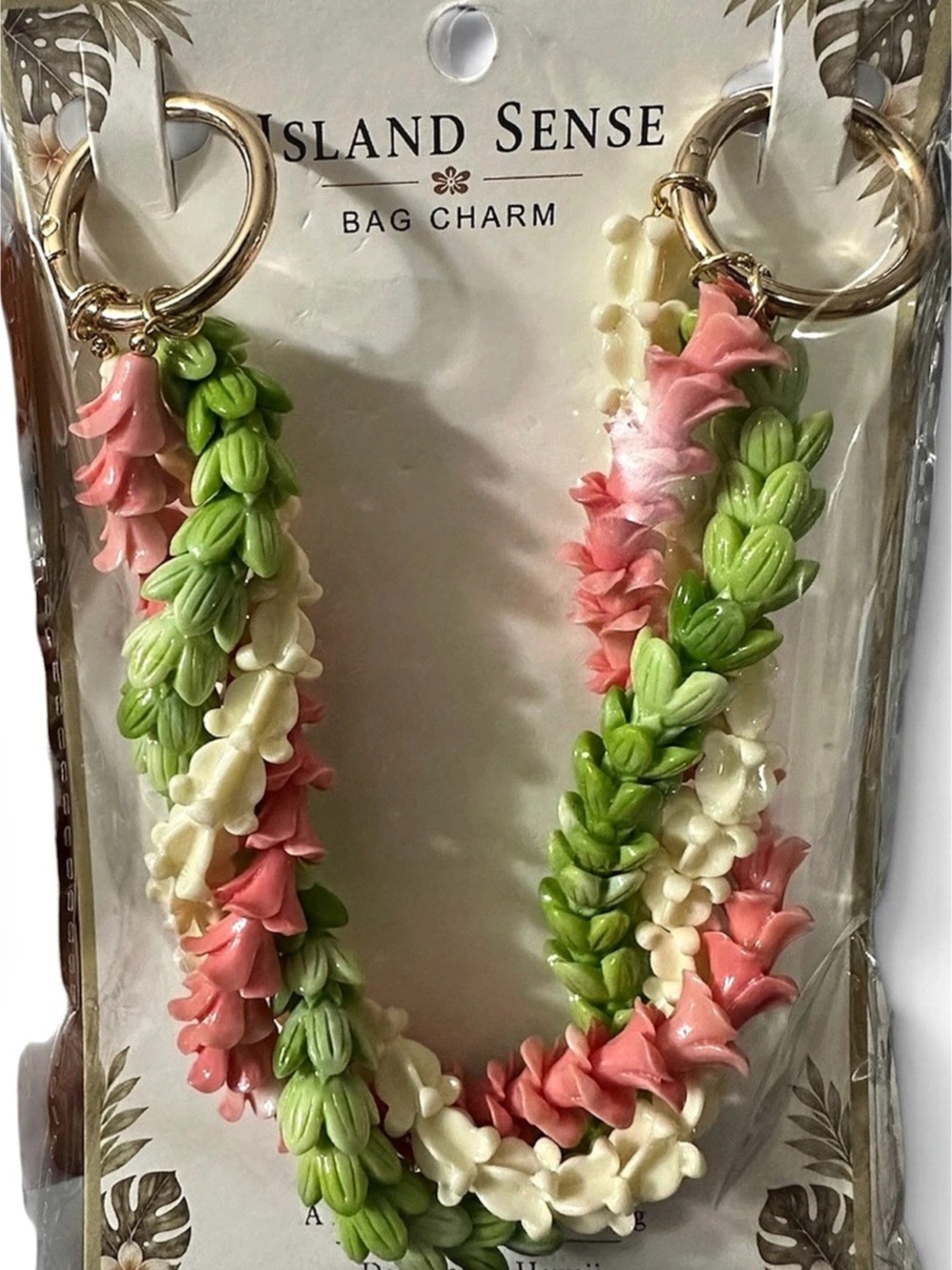 Island Sense Bag Charm Pink & Green NWT